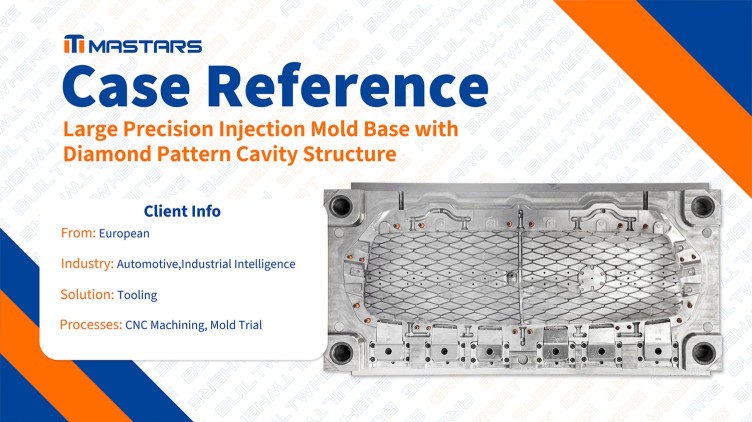Large Injection Mold for Automotive Grille with Diamond Pattern Cavity