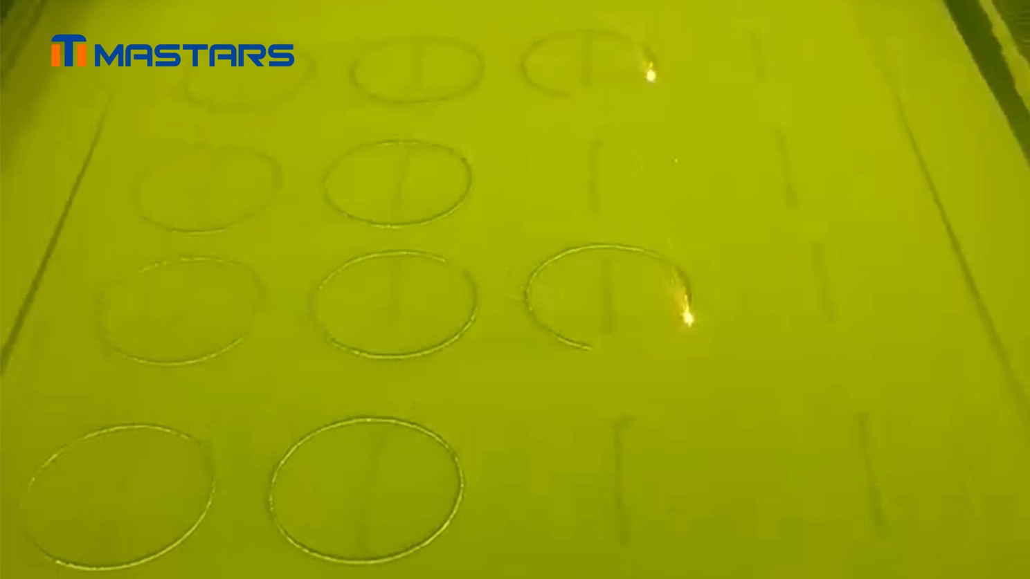 Titanium parts forming in the powder bed. Titanium parts forming in the powder bed.