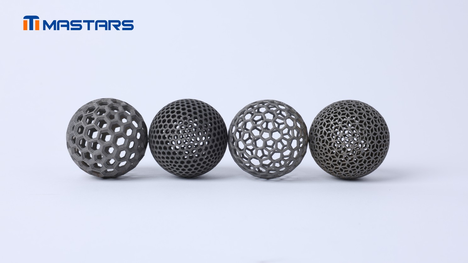Different titanium lattice sphere structures. Different titanium lattice sphere structures.