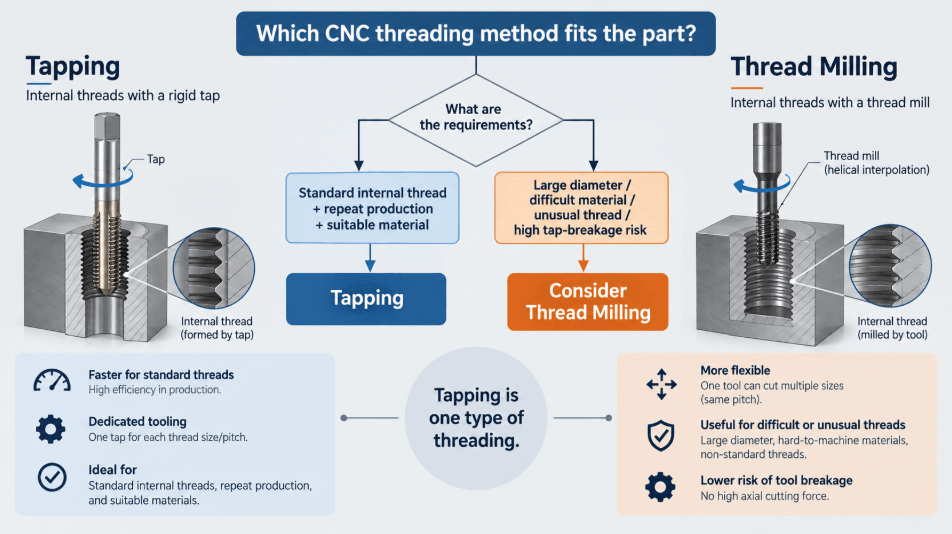 Tapping vs. thread milling decision diagram