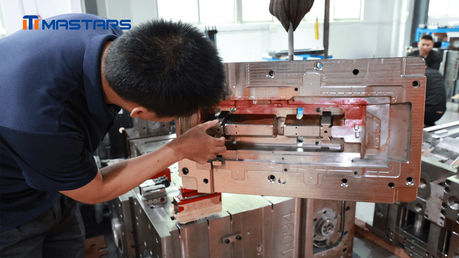 The mold is inspected during assembly to confirm the fit and condition of critical cavity and insert areas. The mold is inspected during assembly to confirm the fit and condition of critical cavity and insert areas.