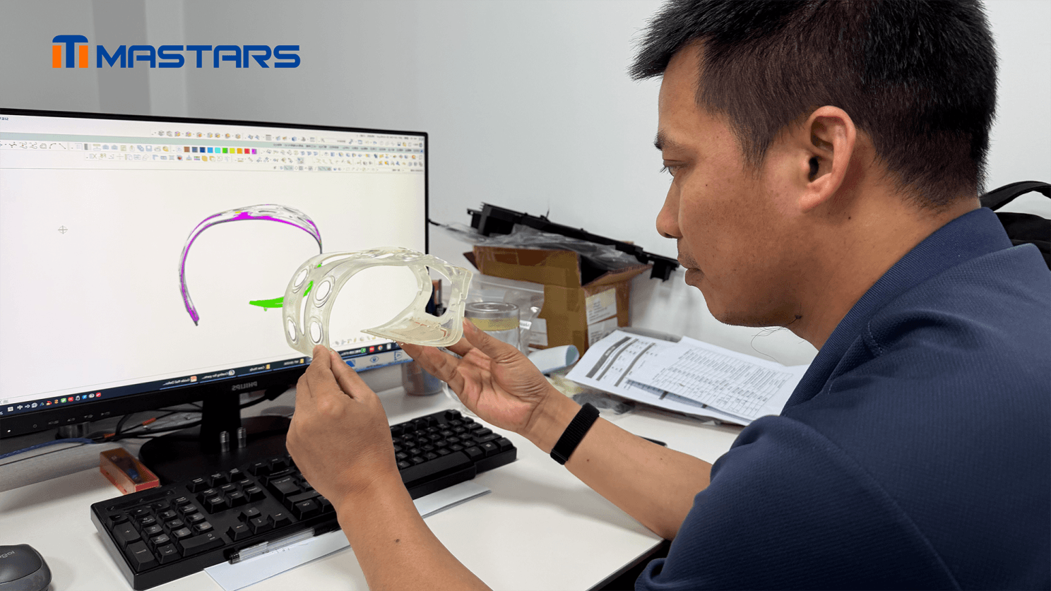Engineers compare the physical part with CAD to evaluate critical geometry. Engineers compare the physical part with CAD to evaluate critical geometry.