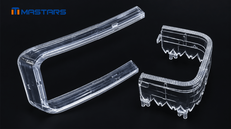 Transparent light-guide parts with complex curves and thick sections require uniform cooling