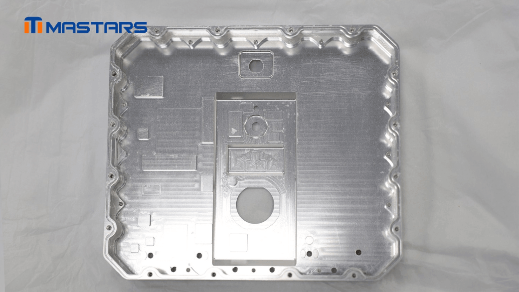 Complex internal cavities and mounting interfaces produced through precision CNC machining.