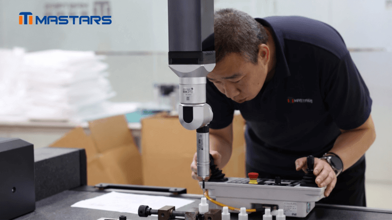 Dimensional inspection of precision components using coordinate measuring equipment at Mastars. Dimensional inspection of precision components using coordinate measuring equipment at Mastars.