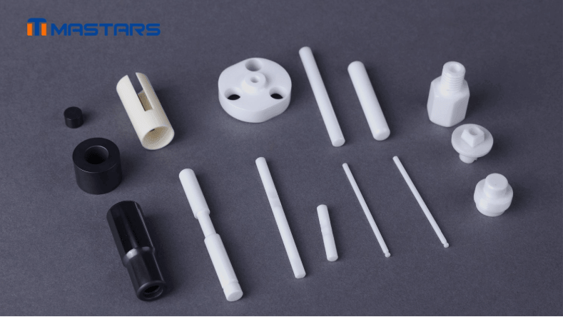 Custom ceramic components demonstrating diverse geometries, sizes, and precision manufacturing requirements. Custom ceramic components demonstrating diverse geometries, sizes, and precision manufacturing requirements.