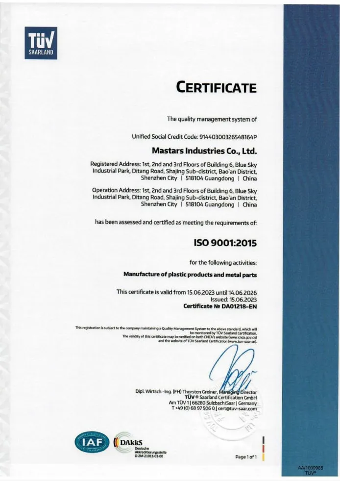 ISO 9001:2015 certificate